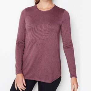 J.Jill Women's Fit Performance Long Sleeve Burgundy Tee